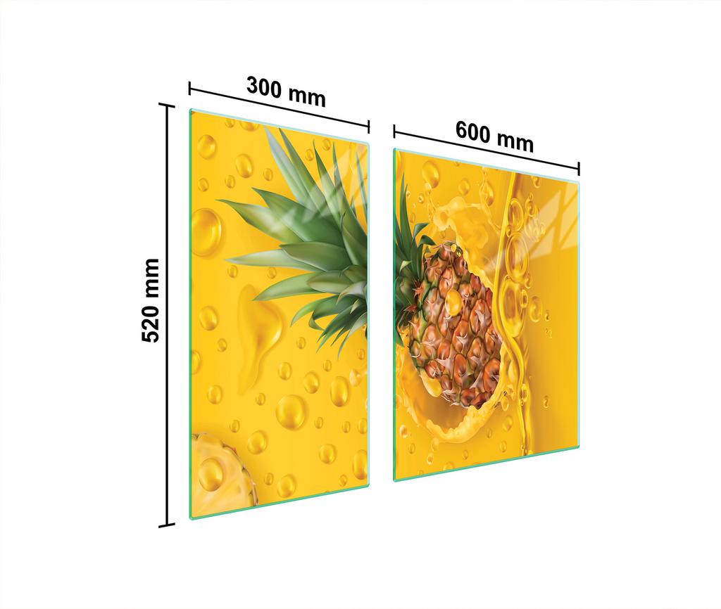 SZKLANA PŁYTA OCHRONNA NA KUCHENKĘ 90x52 ANANAS