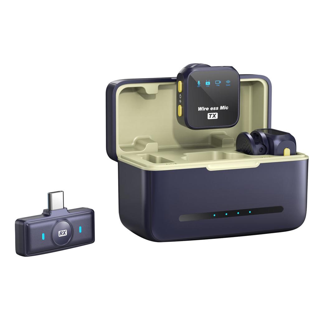 One-Trigger-Two 2.4G Wireless Microphone Magnetic Clip On Mic for Camera 50M Transmission Range