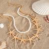 Large Starfish Imitation Pearl Choker Necklace for Women Boho Ocean Series Metal Chain Necklace Summer Beach Party Jewelry Gift