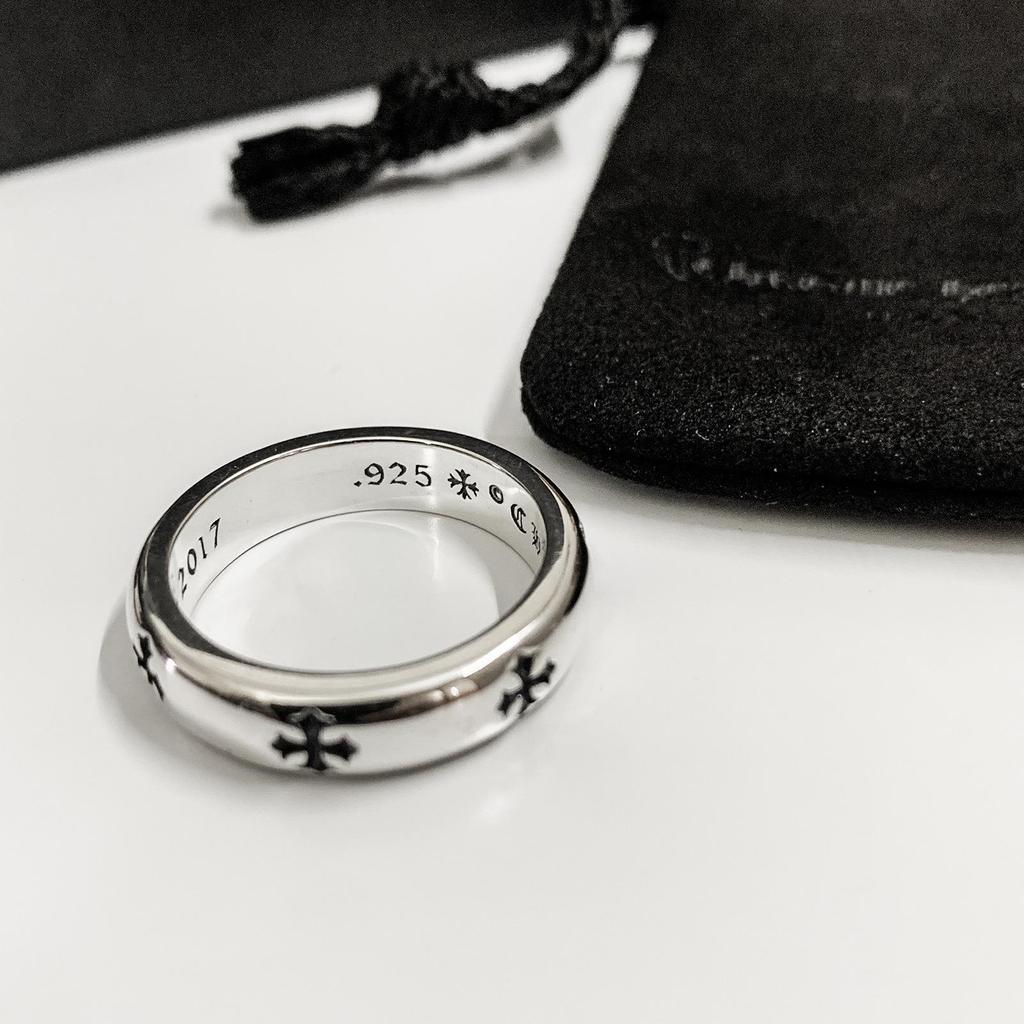 925 Silver Croissant Cross Ring: Unisex Minimalist Hip Hop Style