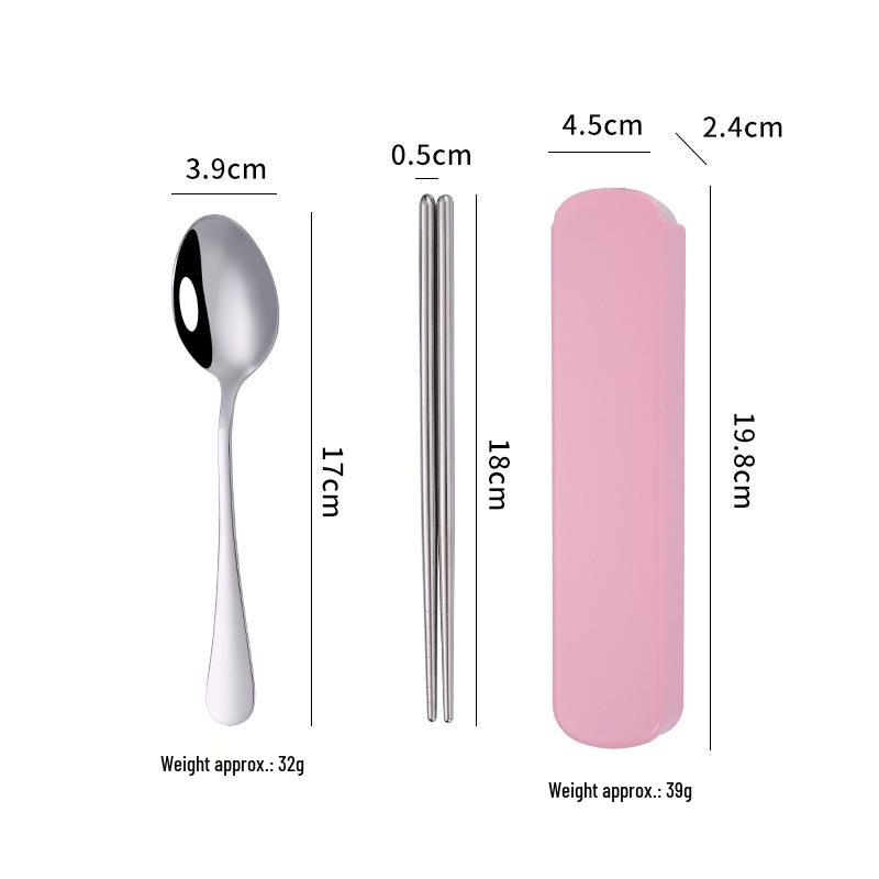 Stainless Steel 3-Piece Portable Cutlery Set with Box - Ideal Student/Child Gift