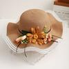 Summer Beach Straw Hat Women's Versatile Sunshade Sun Protection Travel Vacation Seaside Sun Hat Large Brim Flower Hat