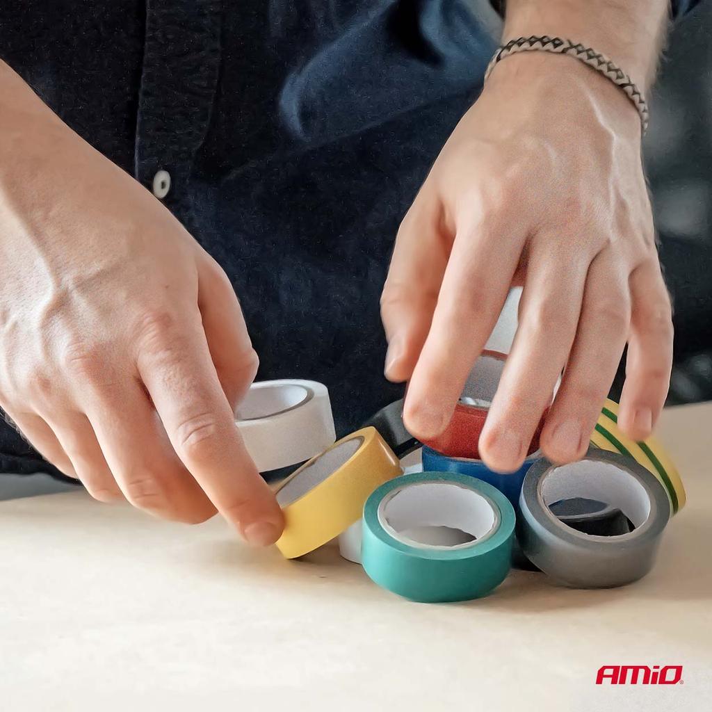 Colored Insulating Tapes Set of 10 Pcs 18mm x 5.5m x 0.13mm Amio-04846