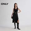 ONLY 2025 Spring Elegant Solid Color Knot V-Neck Slit Midi Dress