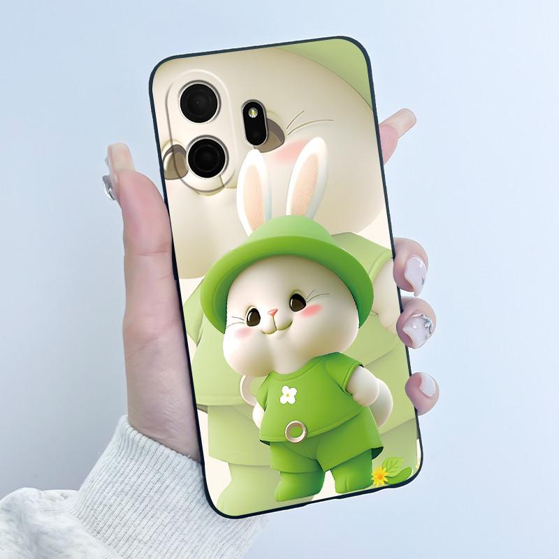 Для чехла TCL NxtPaper 70 Pro Роскошный Милый Кролик с Сердечком Забавный Мягкий Черный ТПУ Силиконовый Чехол для Телефона Для TCL NxtPaper70 Pro Задняя Крышка
