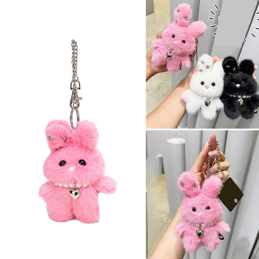Colorful Star Rabbits Keychain Plush Bag Charm Handmade Keyring Craft Supplies for Backpacks and Keys Decoration