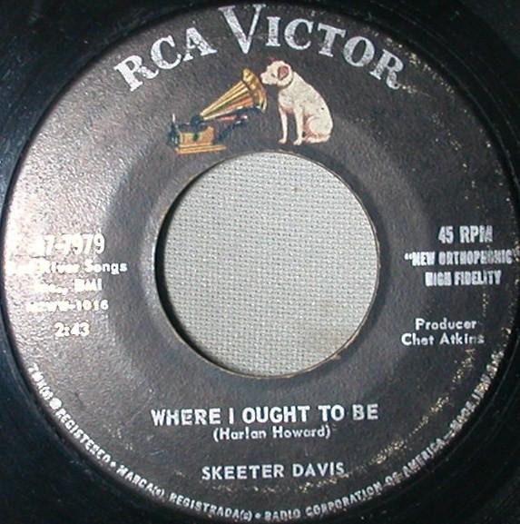7inch Record SKEETER DAVIS - Where I Ought To Be / Something Pre 477979 RCA Victor 1962 US Folk Used