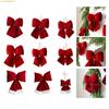 J1HA Luxurious Velvets Holiday Bowknot Decorations Easy Hanging Accessory For Fireplaces Tabletops Christmas Displays
