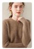 Women's Striped Cashmere Sweater - 2024 Autumn/Winter, Round Neck, Gentle Style, Loose Fit & Slimming, Short.