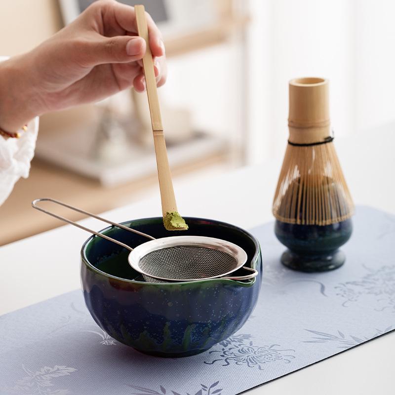 Handmade Japanese Matcha Ceramic Tea Bowl and Bamboo Whisking Tool