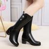 Winter Woman Boots Plush Warm High-heel Boot Fashion Non Slip Waterproof Outdoor Round Toe Commute Zipper Warm Boots Botas Mujer
