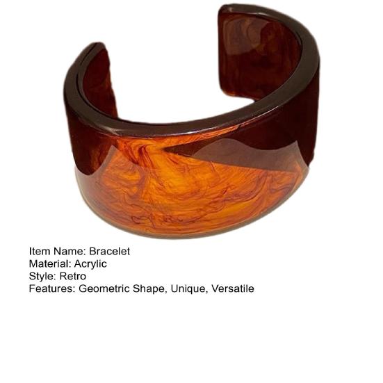 Акриловый браслет в стиле ретро, с нерегулярным геометрическим дизайном, женский браслет-манжета, ручная работа, эффектный браслет, модный аксессуар