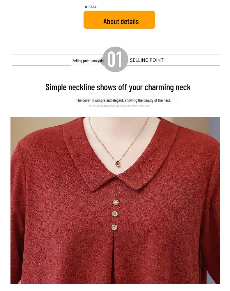 Большого размера весенне-осенняя футболка для женщин среднего возраста - Свободного кроя, модная, скрывающая живот бабушкина кофта