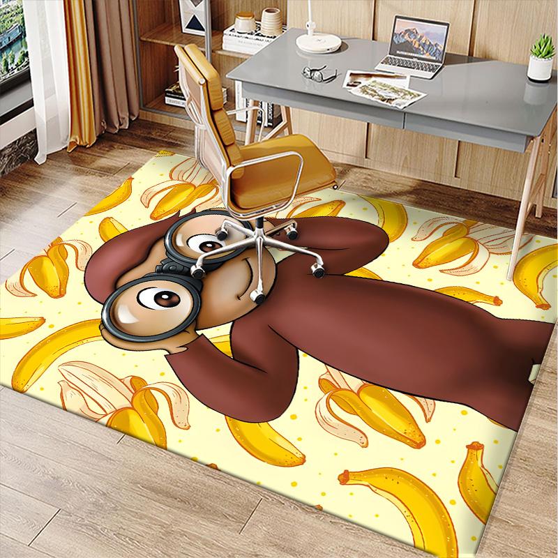 Curious George Polyester Carpet, Soft Indoor Mat for Office Chair, Living Room, Computer Desk - Decorative Home Office Rug Design