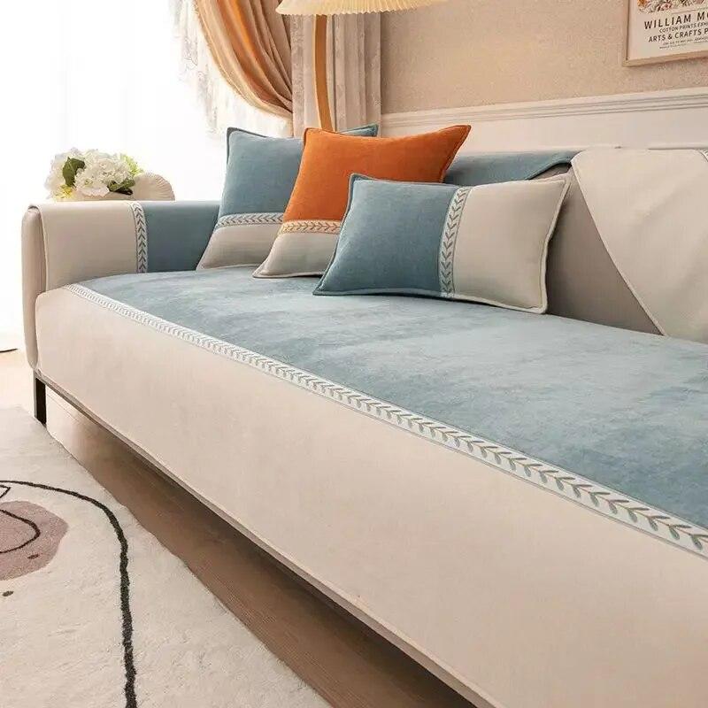 Подушка для дивана из синели, всесезонный простой современный нескользящий универсальный чехол для спинки, полотенце и ткань