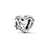 Sparking Diamond Heart Charm Beads Silver Bracelet Necklace DIY Jewelry Gift for Women