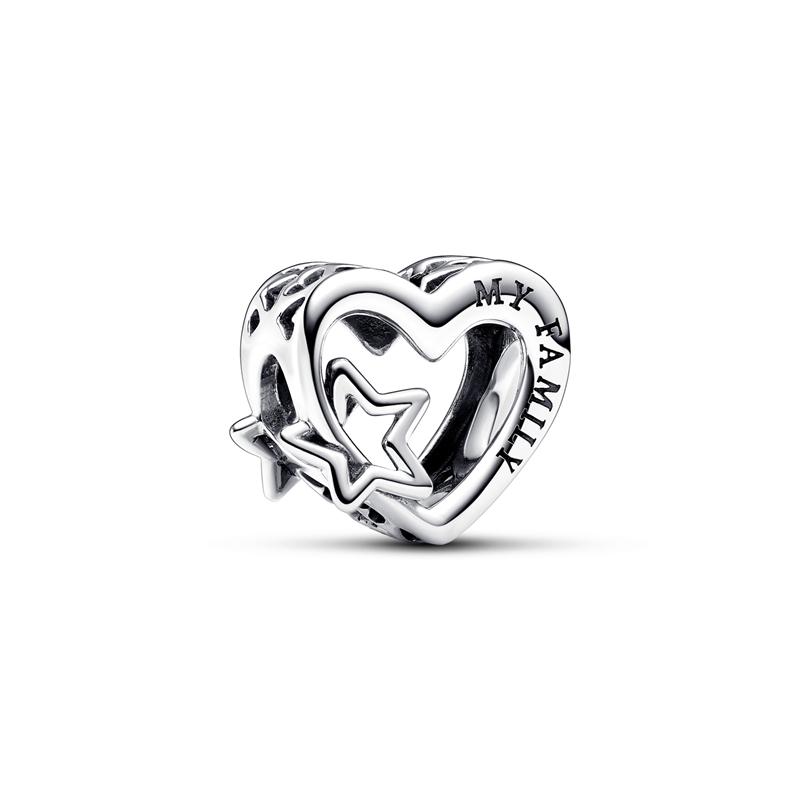 Sparking Diamond Heart Charm Beads Silver Bracelet Necklace DIY Jewelry Gift for Women