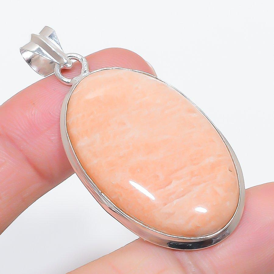 Natural Orange Aventurine 925 Sterling Silver Jewelry Pendant 2.17" Y6b57