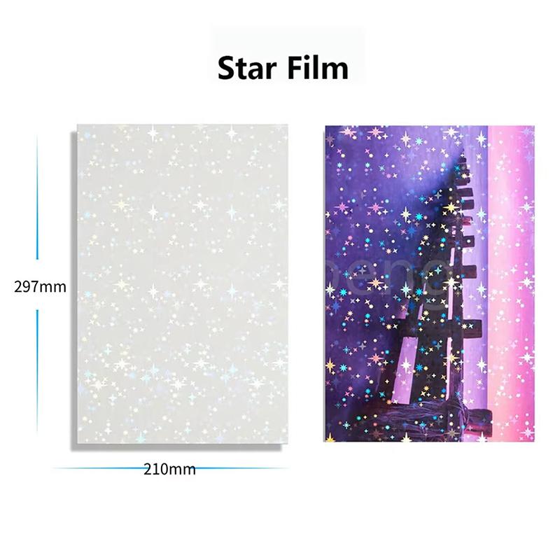 20 листов Пленка для холодного ламинирования Голограмма битого стекла Карта Фотопленка для ламинирования Наклейка А4 Звезда Блестящая точка Фото Голографическая пленка