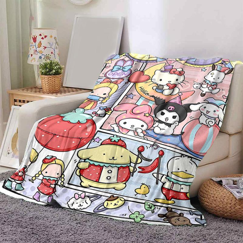 1pc Hello Kitty and Friends Sweet Shop Blanket, Seasonal Universal Home Decorative Throw Blanket, Living Room, Travel, Camping, Car Blankets, Beach, O