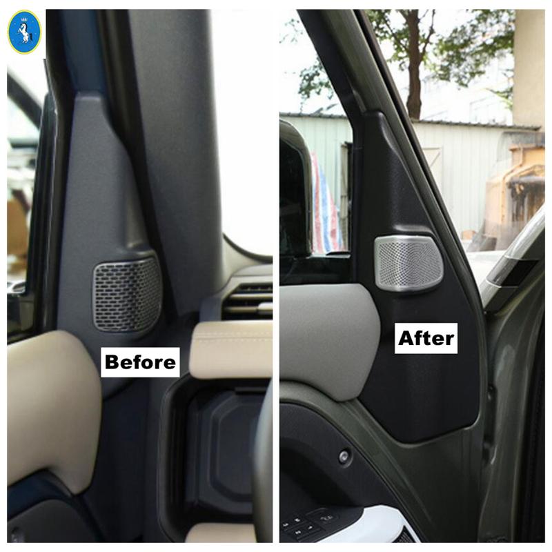 Silver Car-styling Pillar A Audio Speaker Tweeter Frame Cover Trim For Land Rover Defender 110 - interior Accessories