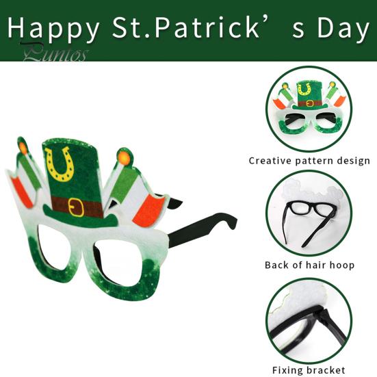 St. Patricks Day Glasses Shamrock Green Cartoon Letter Decor Unisex Party Hat Beer Eyewear Photo Prop Costume Accessories