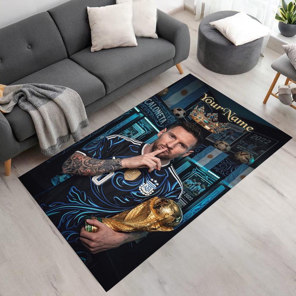 Messi Personalized Name Carpet Suitable for Hallway Game Room Dormitory Balcony Anti-slip Rug Decorate Offices Wedding Party Gift