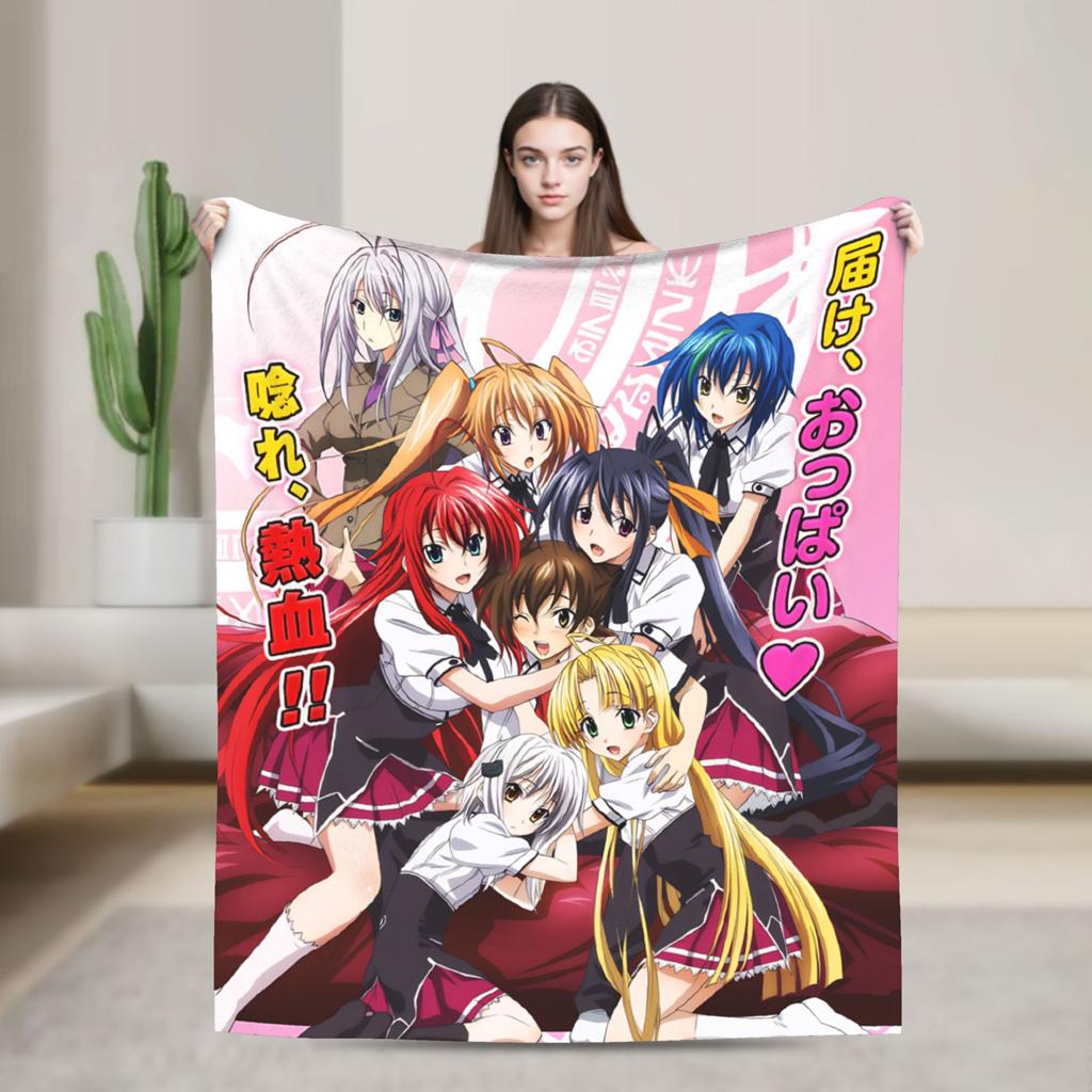 High School DxD Flannel Blanket Anime Super Warm Throw Blanket for Living Room Decorative Funny Bedspread Sofa Bed Cover