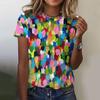 Новые женские футболки Абстрактная живопись 3D-принт Круглый вырез Короткий рукав Футболка Повседневный Харадзюку