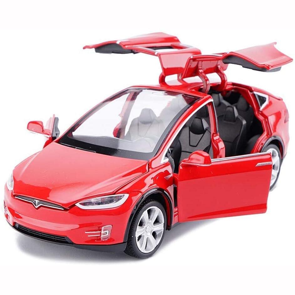 Литая игрушечная машинка Model X, 1 шт.:32-масштабная игрушечная машина с откидным механизмом, модель X90 из сплава Tesla, открывание двери автомобиля из сплава с подсветкой и музыкой, детские игрушки