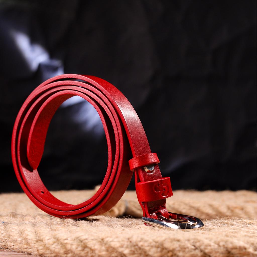 Яркий женский кожаный ремень GRANDE PELLE Leather Belt 21439 Красный