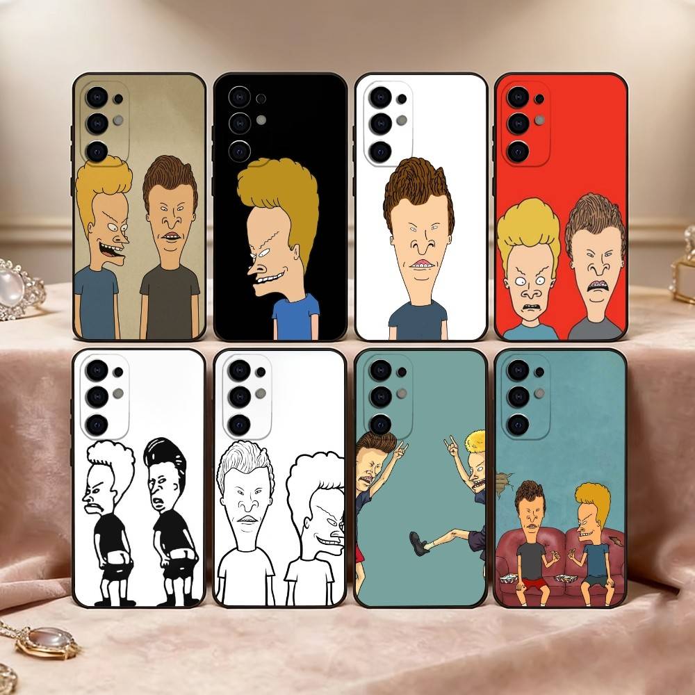 Beavis & B-Head Phone Case For Samsung S25,S24,S21,S22,S23,S30,Ultra,S20,Plus,Fe,Soft Silicone Black Cover