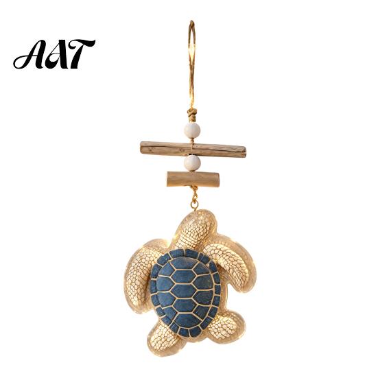 Ocean Style Wall Accent Lighted Wooden Sea Turtle Decor, Beachy Decor with Warm LEDs, Seaside Room Accessories Luminous Coastal Nautical Hanging