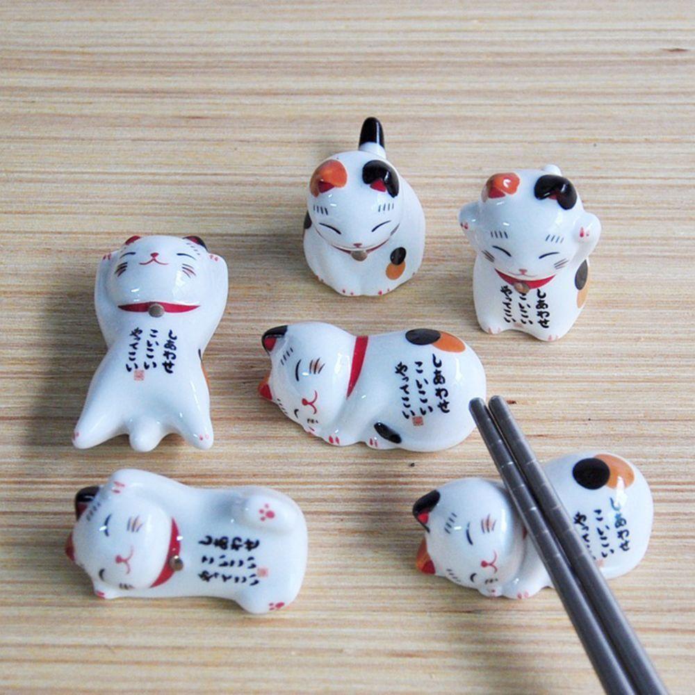 Creative Spoon Fork Rest Home Hotel Ceramic Japanese Chopsticks Holder Lucky Cat Cutlery Stand