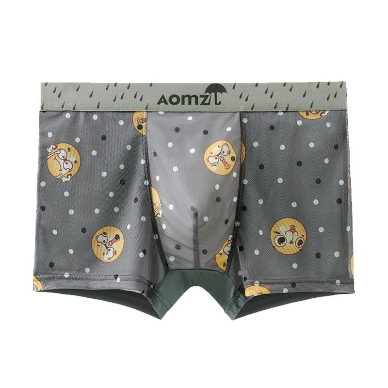 Мужские трусы-боксеры с сетчатым принтом, мужские летние прохладные дышащие четырехугольные короткие трусы-боксеры с головкой