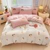 Thickened Milk Fleece Bed Four-Piece Bed Cover Cartoon Towel Embroidered Bed Sheet Quilt Cover Plush Bedding