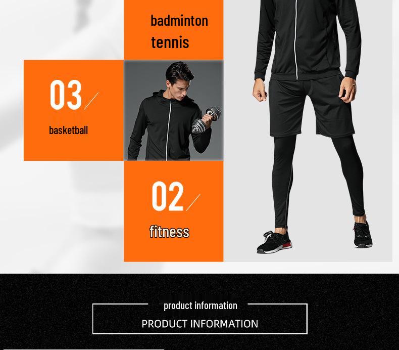 Men's 5-Piece Quick-Dry Sports & Fitness Set: Gym, Running, Basketball - All Seasons