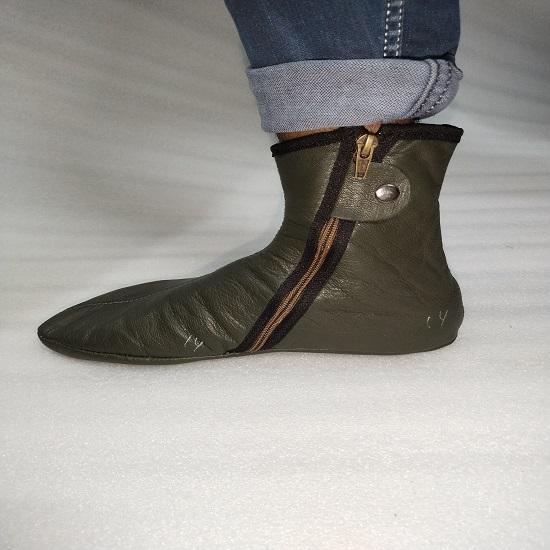 Green Azad Leather Wudu Masa Winter Socks Footwear Ankle Khuff Comfortable Sock.