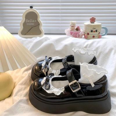 Милые туфли из маленькой кожи с круглой пряжкой, новые туфли JK из кожи с бантом, студенческая платформа, женские