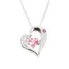 Necklace Heart Feather Dancing Stone Silver Selectable Birthstone Rhodolite [Future Angel] Women's [Baby Pink] (January Garnet)