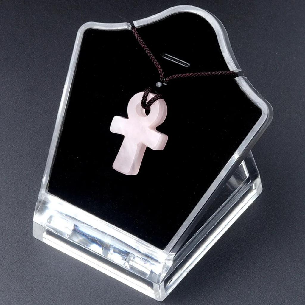 Ожерелье AnKa из натурального камня с кристаллами агатов Crux Ansata, подвеска в форме креста для женщин, подарок на день рождения, цепочка 32 см