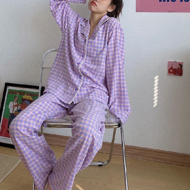 Spring and Autumn Ladies Long-Sleeved Long Pants Pajamas Homewear Set Girls Ins Style Student Pajamas Homewear