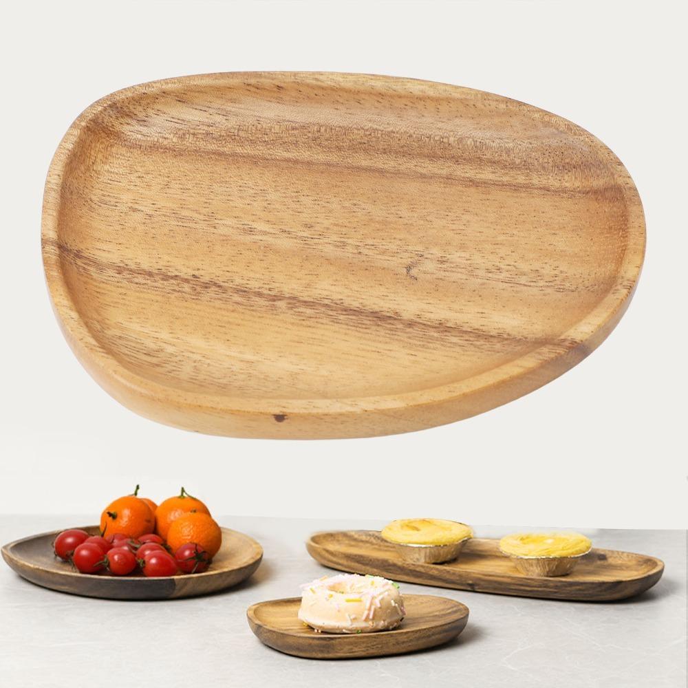 Wood Serving Tray Irregular Shape Food Platter Easy To Clean Storage Tray Dining Table