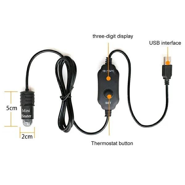 НОВЫЙ USB мини-нагреватель для аквариума, термостат, нагреватель, нагревательный стержень для аквариума, поддерживает температуру воды 18 ° C ~ 34 ° C