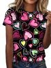 Футболка с 3D-принтом Love Heart, женская мода, свободная футболка, Harajuku, топы с коротким рукавом, футболки, подарок на День святого Валентина, футболка с круглым вырезом