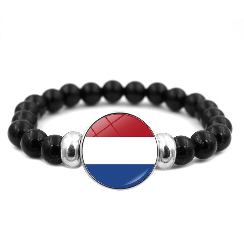 287 Countries National Flag Snap Button Elastic Band Beads Country Flag Independence Day Bead Jewelry Beaded Bracelet