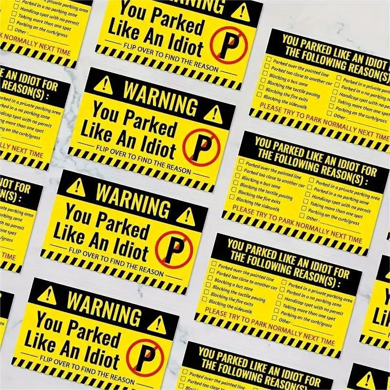 50 Cards/set, Bad Parking Cards, Bad Parking Labels, Interesting Parking Cards, for Various Reasons, Creative Cards, Essential for Parking
