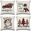 Рождественские наволочки: Праздничные дизайны - грузовик, снеговик, Санта и елки для праздничного декора диванов, наволочки для спальни