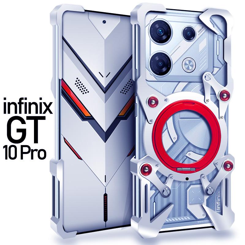 Безрамочный алюминиевый чехол для Infinix GT 20 Pro 10Pro, чехол с поворотным кронштейном, металлическая безрамочная ударопрочная крышка