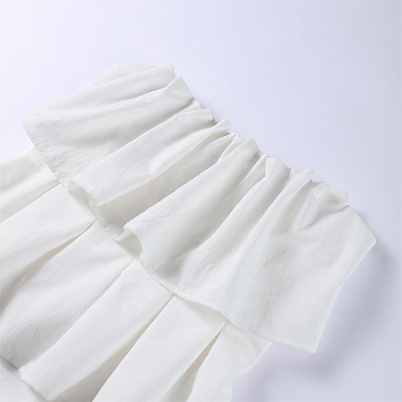 Белое плиссированное платье без бретелек, однотонное, с открытыми плечами, с защипами, модное, стройнящее, женское, пляжное, элегантное, длинное, для отдыха на пляже